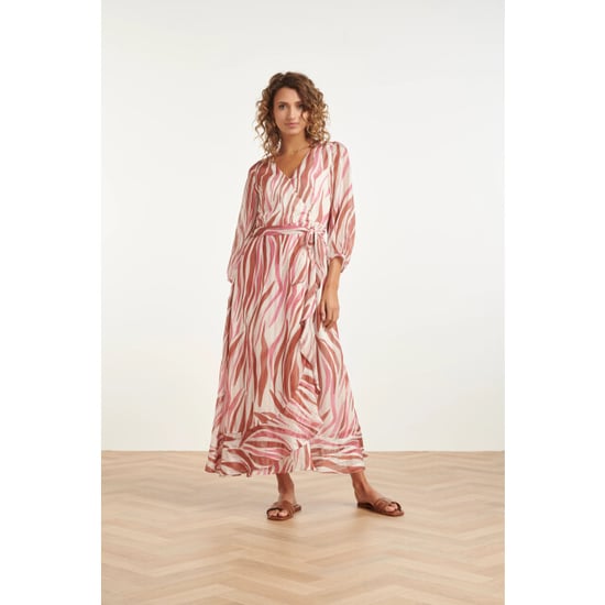 Smashed Lemon Maxi overslagjurk met roze zebra-style print | - Image 1