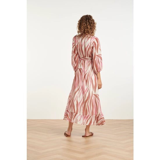 Smashed Lemon Maxi overslagjurk met roze zebra-style print | - Image 6