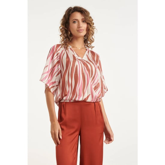 Smashed Lemon Wijde top met roze zebra-style print | - Image 2