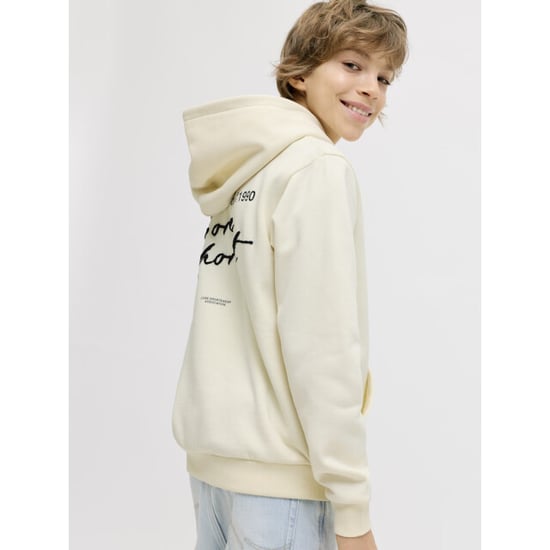 Jack & Jones Jcodust script sweat hood sa26 jnr ecru - Image 5