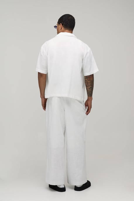 Oversized Boxy Fit Short Sleeve Linen Blend Shirt - Image 2