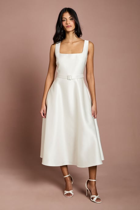 Petite Belted Twill Midi Dress - Image 1