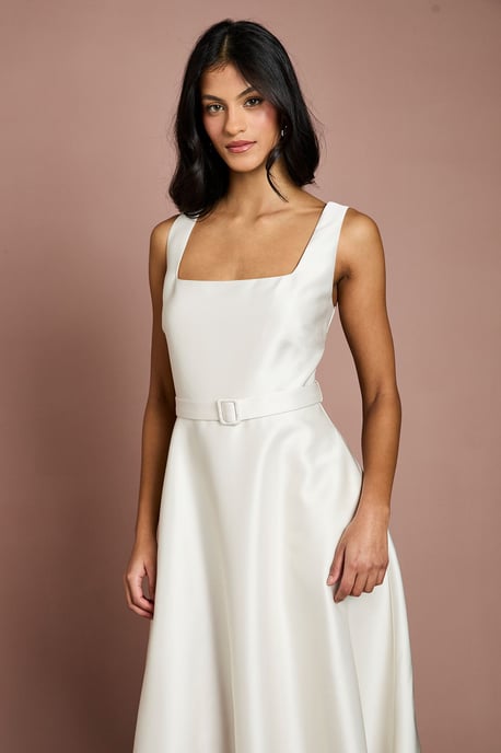Petite Belted Twill Midi Dress - Image 2