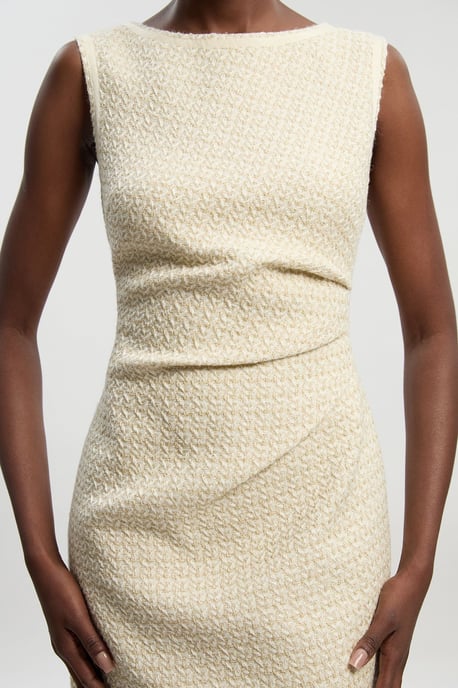 Boucle Tailored Ruched Detail Midi Dress - Image 4