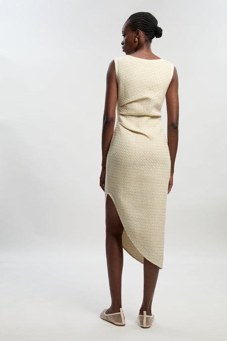 Boucle Tailored Ruched Detail Midi Dress - Image 5