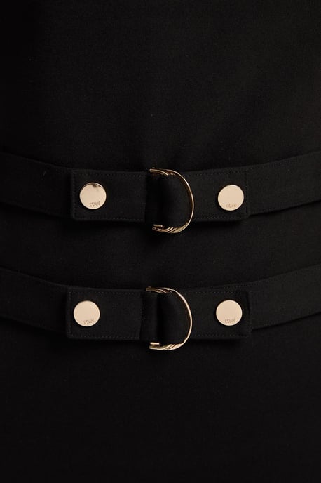 Ponte Trim Belt Detail Midi Pencil Dress - Image 3