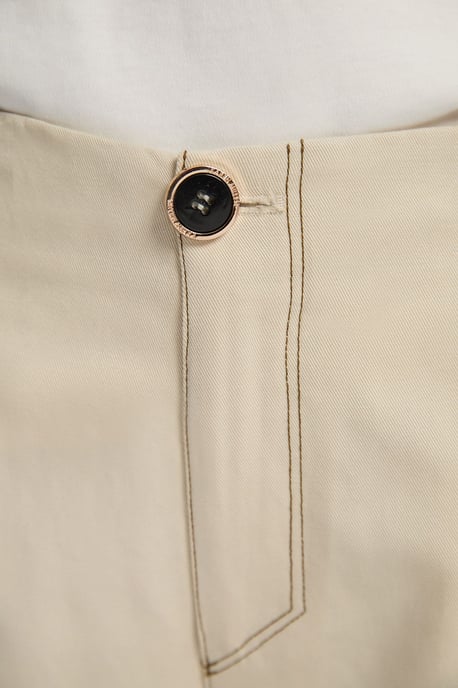 Petite Tencel Cotton Contrast Stitch Woven Straight Leg Trouser - Image 2