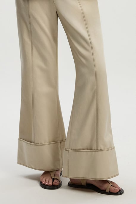 Petite Tencel Cotton Contrast Stitch Woven Straight Leg Trouser - Image 3