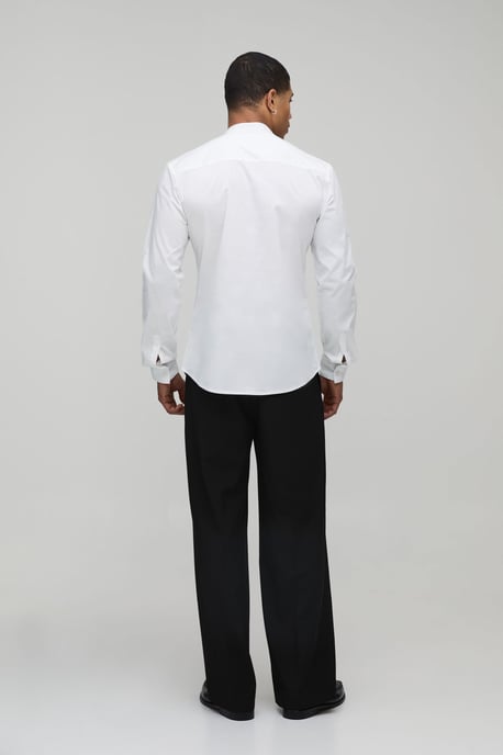 Slim Fit Grandad Collar Cotton Shirt - Image 2