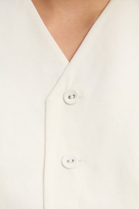 Viscose Linen Woven Longline Waistcoat - Image 3