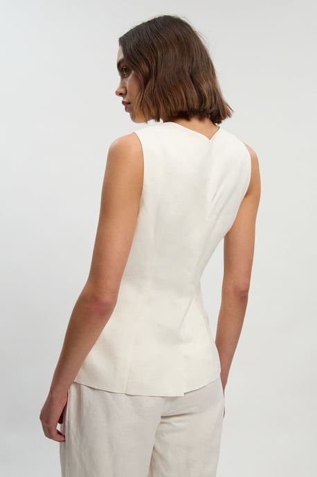 Viscose Linen Woven Longline Waistcoat - Image 4