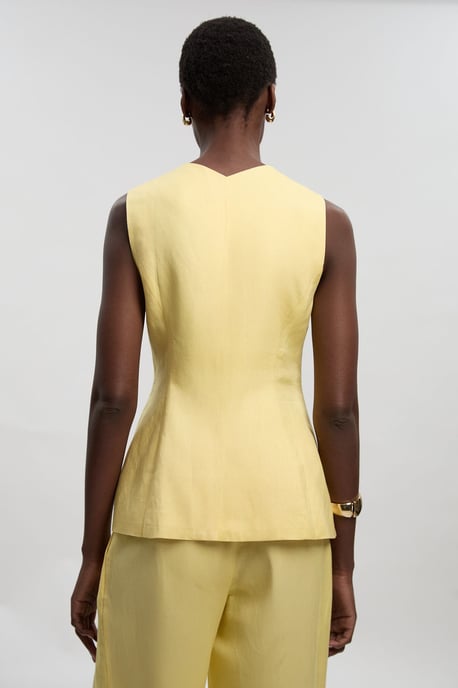 Viscose Linen Woven Longline Waistcoat - Image 4