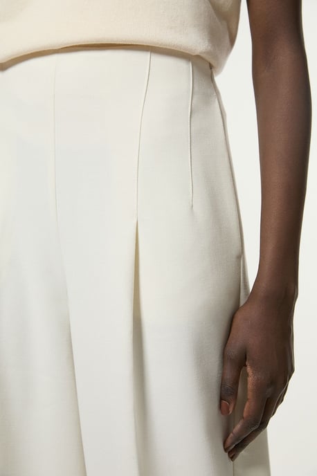 Petite Compact Stretch Essential Wide Leg Tailored Trouser - Image 3