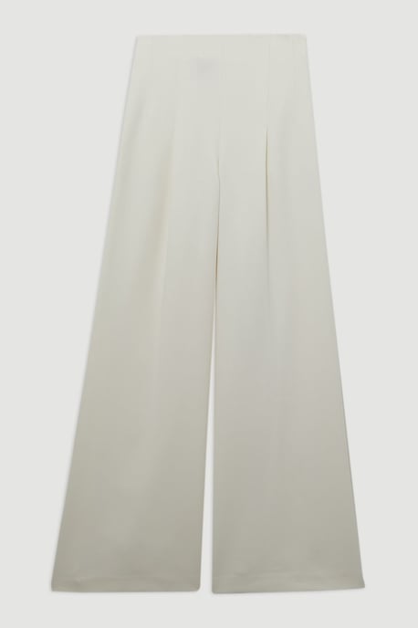 Petite Compact Stretch Essential Wide Leg Tailored Trouser - Image 4