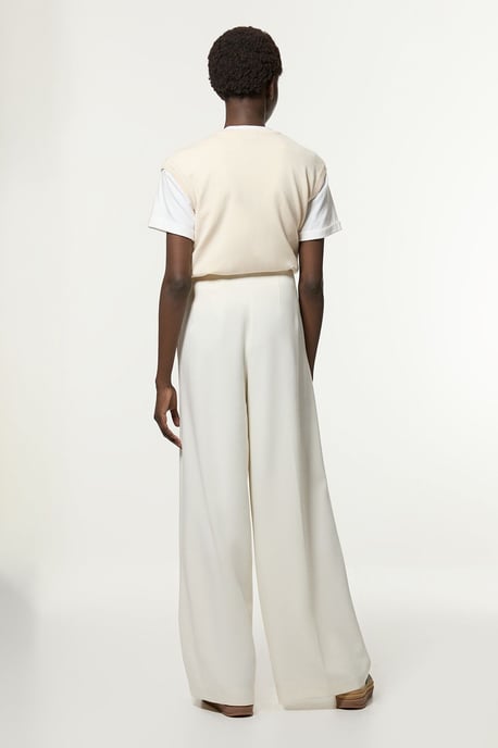 Petite Compact Stretch Essential Wide Leg Tailored Trouser - Image 5