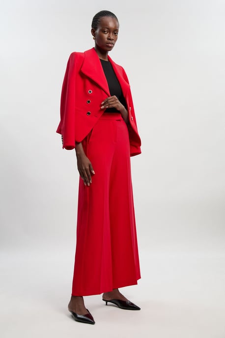 Compact Stretch Tipped Wide Leg Tailored Trouser - Image 1