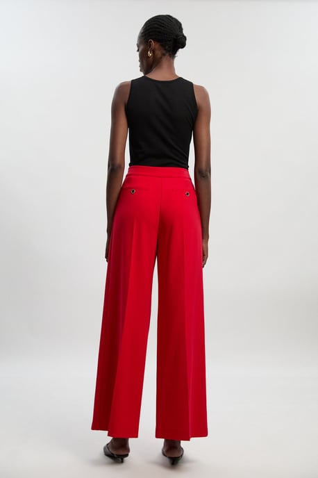 Compact Stretch Tipped Wide Leg Tailored Trouser - Image 4