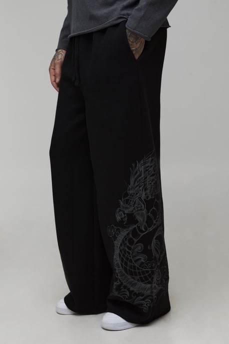 Tall Extreme Wide Leg Dragon Graphic Joggers - Image 3