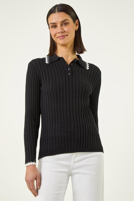 Collar Button Ribbed Top - Image 4