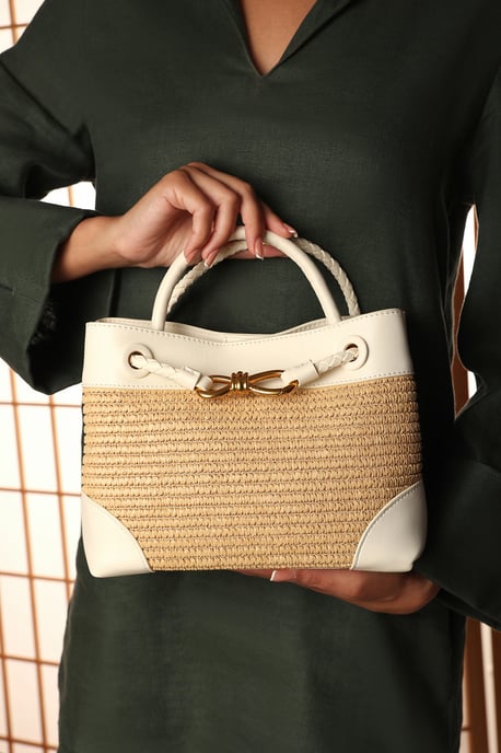 Wheres That From Womens 'Luna' Woven Leather Tote bag with Gold Detail - Image 6
