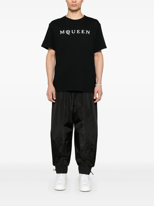 Flocked Logo T-Shirt in Black - Image 1