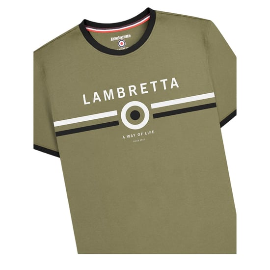 Lambretta Heren Target Ringer T-shirt (Khaki) - Image 3