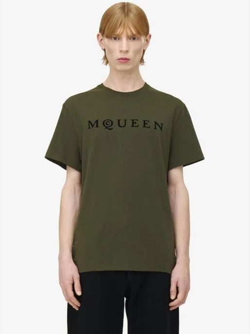 Flocked Logo T-Shirt in Green - Image 1