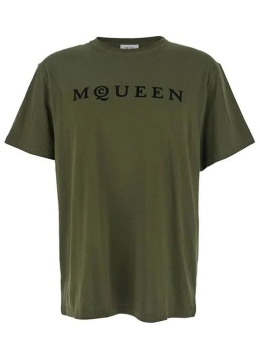 Flocked Logo T-Shirt in Green - Image 2