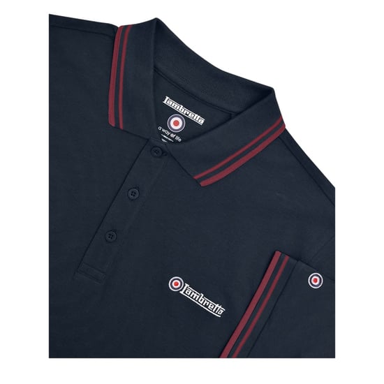 Lambretta Heren Twin Tip Groot & Lang Poloshirt (Donker marine/Bourgondië) - Image 3