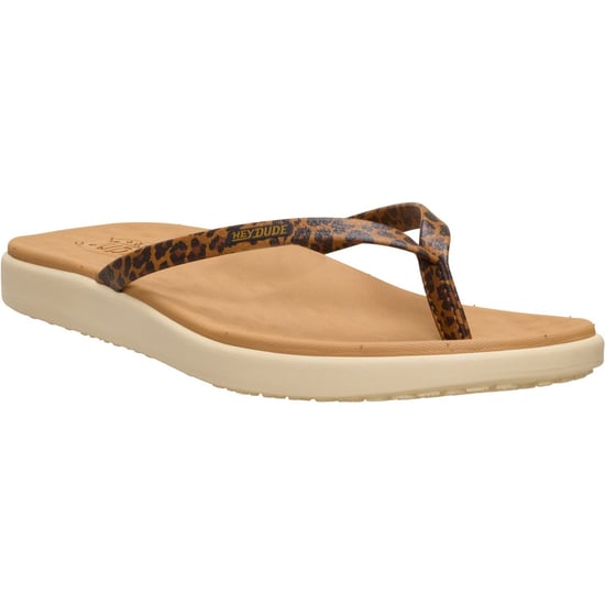 HEYDUDE Maui Breeze Polyurethane Women's Tan Leopard Flip Flops - Image 1