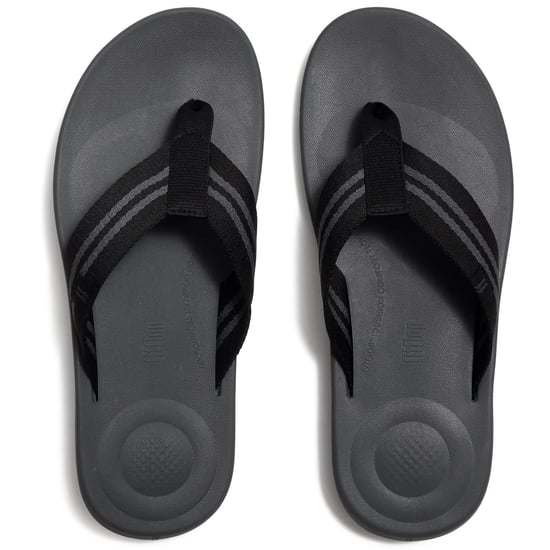 Fitflop iQushion Polyester Men's Black/Charcoal Flip Flops - Image 3
