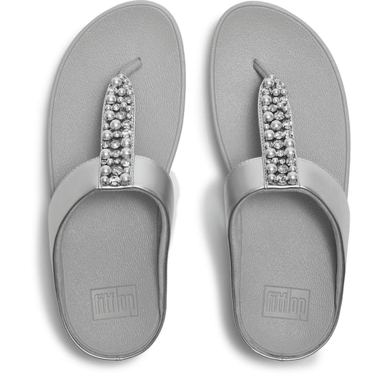 Fitflop Fino Toe-Post Polyurethane Women's Silver Sandals - Image 3