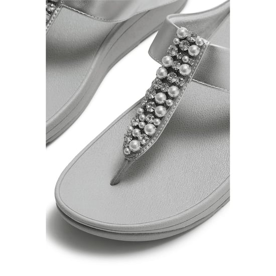 Fitflop Fino Toe-Post Polyurethane Women's Silver Sandals - Image 5