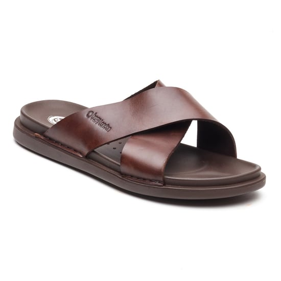 Base London Drift Läder Sandaler för Herr i Brunt - Image 1