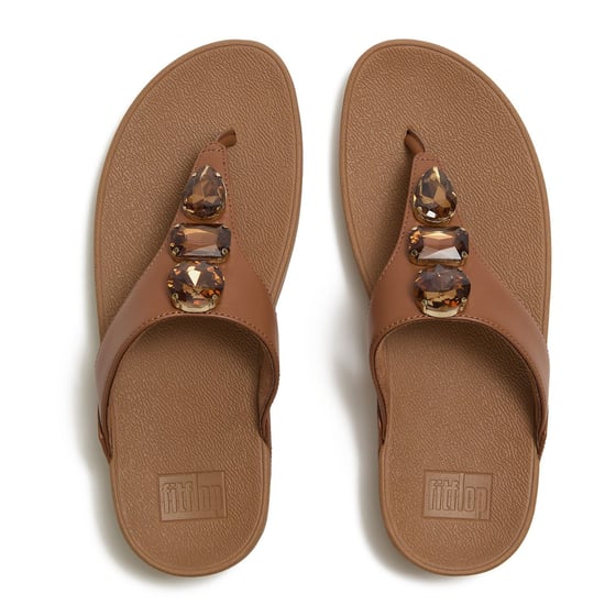 Fitflop Lulu Ultra-Jewel Toe-Post Polyurethane Women's Deep Tan Sandals - Image 3