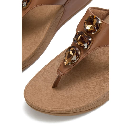 Fitflop Lulu Ultra-Jewel Toe-Post Polyurethane Women's Deep Tan Sandals - Image 5