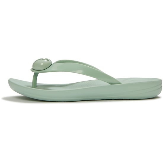 Fitflop iQushion Glossy-Button Polyurethane Women's Mint Whisper Flip Flops - Image 4