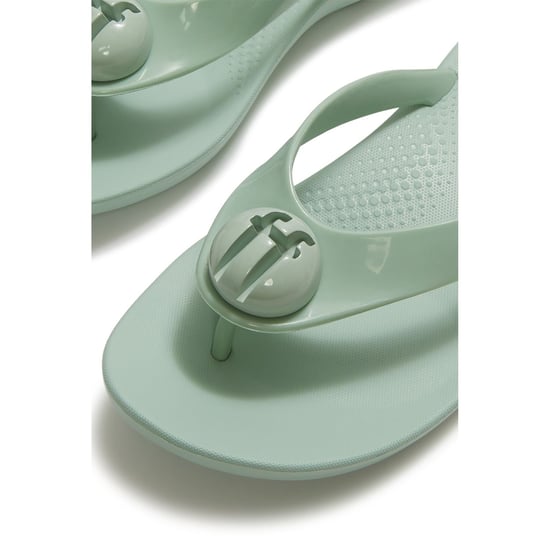 Fitflop iQushion Glossy-Button Polyurethane Women's Mint Whisper Flip Flops - Image 5