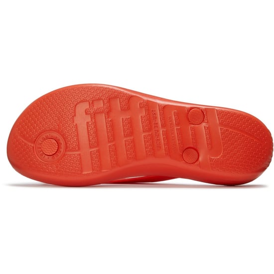 Fitflop iQushion Glossy-Button Polyurethane Women's Cherry Tomato Flip Flops - Image 2