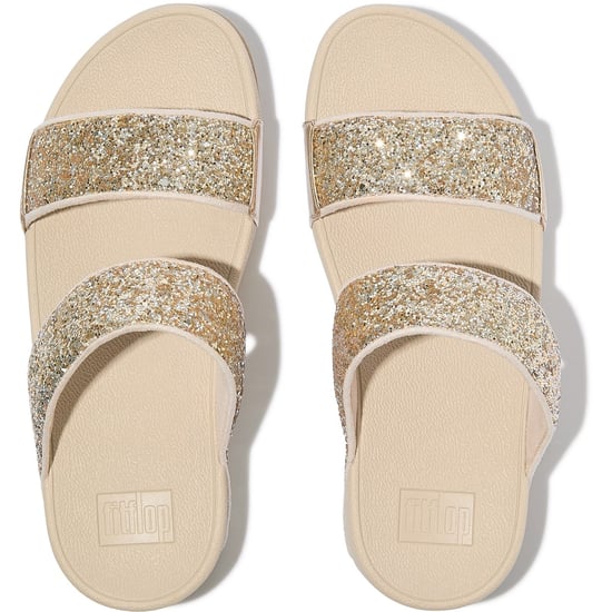 Fitflop Lulu 2 Bar Glitter Polyurethaan Dames Sandalen Platino/Zilver - Image 3