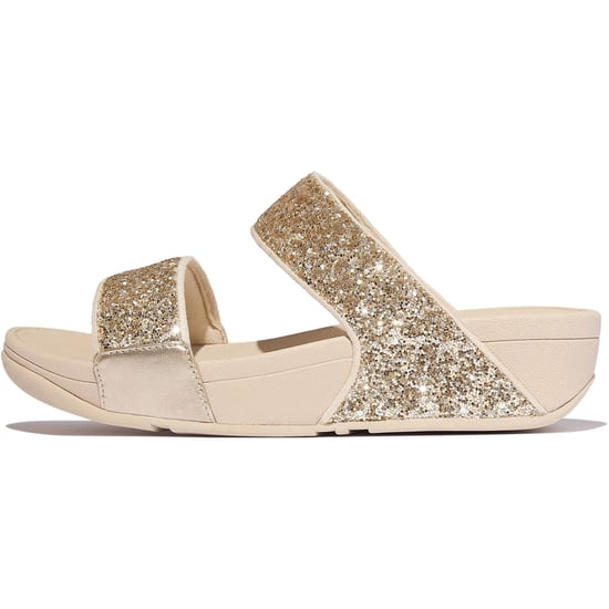 Fitflop Lulu 2 Bar Glitter Polyurethaan Dames Sandalen Platino/Zilver - Image 4