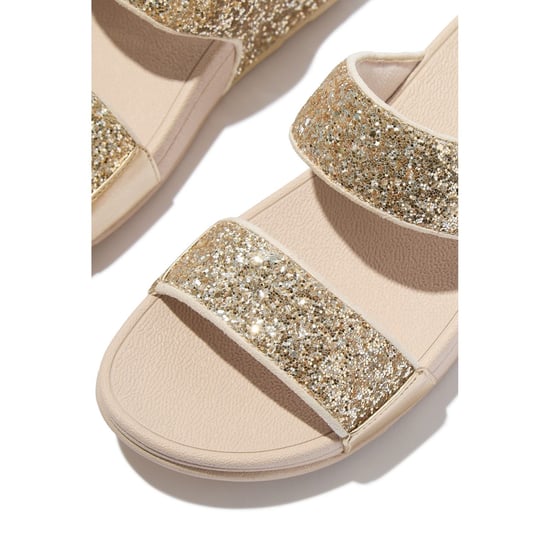 Fitflop Lulu 2 Bar Glitter Polyurethaan Dames Sandalen Platino/Zilver - Image 5