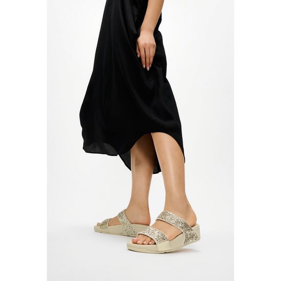 Fitflop Lulu 2 Bar Glitter Polyurethaan Dames Sandalen Platino/Zilver - Image 6