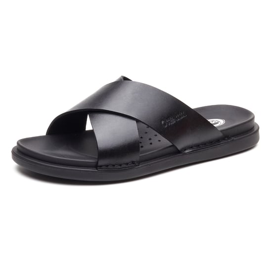 Base London Drift Läder Herrsvarta Sandaler - Image 1