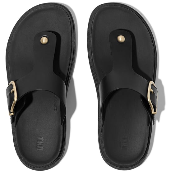 Fitflop Gen-FF Toe-Post Leather Women's Black Sandals - Image 3