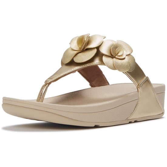 Fitflop Lulu Flower Toe-Post Polyurethane Women's Platino Sandals - Image 1