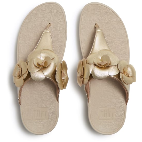 Fitflop Lulu Flower Toe-Post Polyurethane Women's Platino Sandals - Image 3