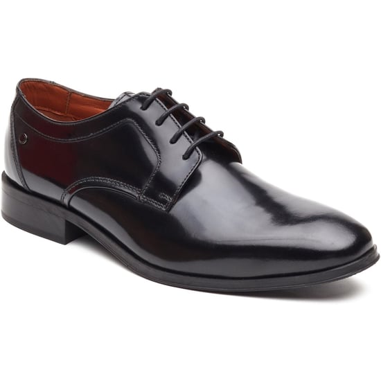 Base London Dome Veterschoenen Leer Heren Hoogglans Zwarte Veterschoenen - Image 1