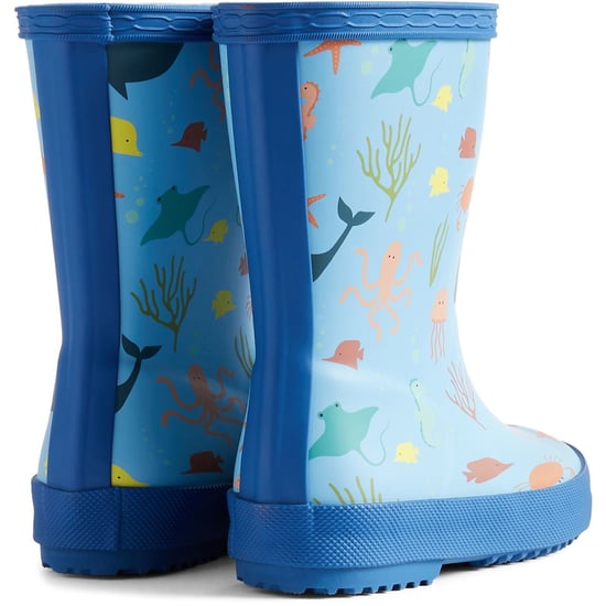 Hunter Kids First Classic Ocean Print Boot Rubber Kid's Amplifying Blue/Dragonfly Blue Wellington Boots - Image 2