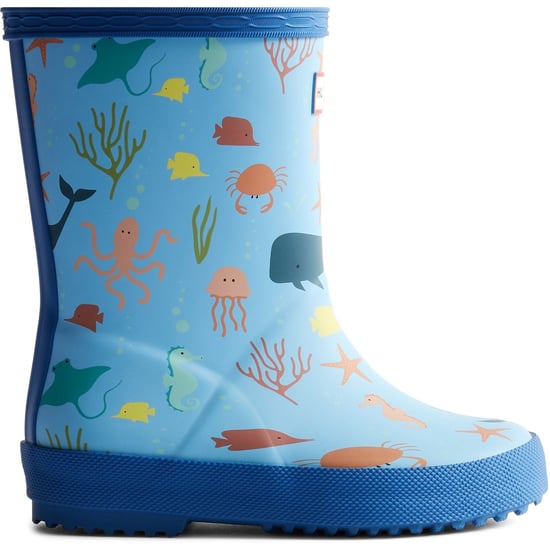 Hunter Kids First Classic Ocean Print Boot Rubber Kid's Amplifying Blue/Dragonfly Blue Wellington Boots - Image 4